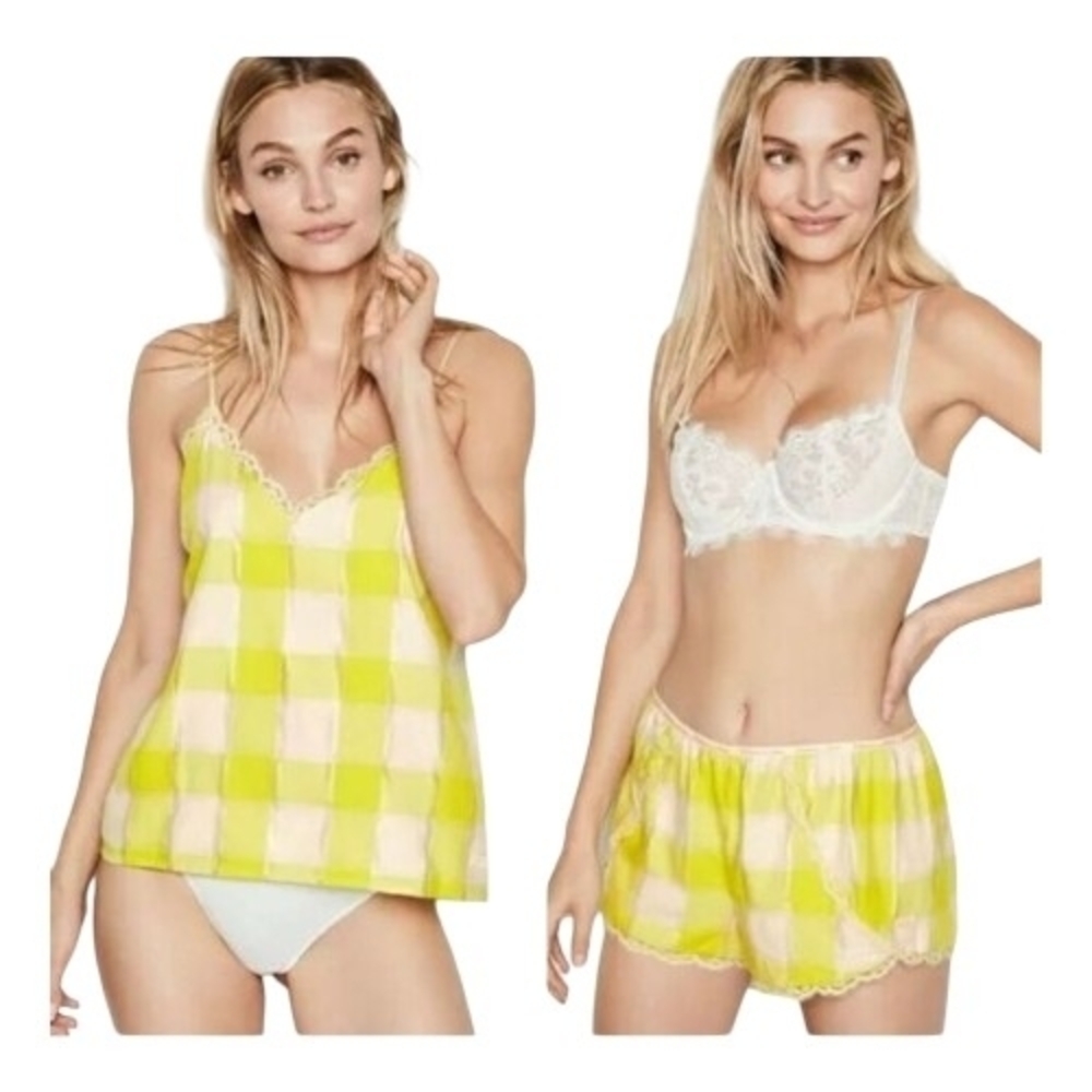 Victoria's Secret Yellow Checkered Sleepwear Set